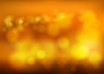 Bokeh blur romantic golden backdrop with fog effect