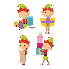 Elf helpers vector illustration set