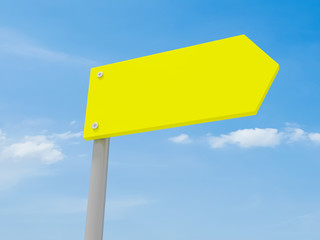 Blank Yellow Road Sign Arrow, 3d illustration
