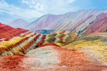 Foto auf Acrylglas Zhangye-Danxia Regenbogenberge, Geopark Zhangye Danxia, China
