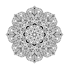 Fototapeta premium Zentangle Mandala in monochrome doodle style. Hand drawn vector