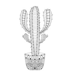 Zentangle mexican Cactus vector illustration. Hand drawn outline