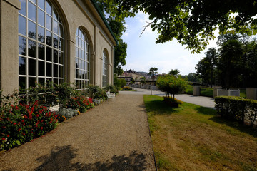 Obraz premium Stadtansicht und Kurpark des Staatsbades Bad Kissingen, Unterfranken, Bayern, Deutschland
