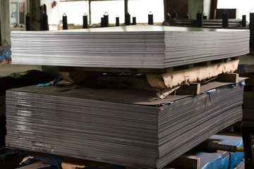Fototapeta na wymiar Stainless steel sheets deposited in stacks