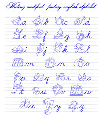 writing fantasy modifyed english alphabet 2 vector illustration