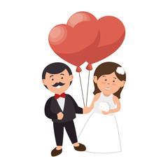 couple just married character vector illustration design