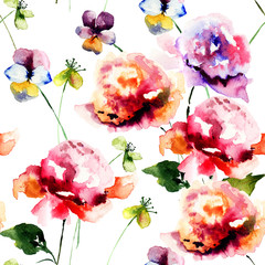 Seamless wallpapers with Stylized flowers