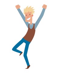 Happy jumping man vector
