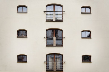 House wall with windows in Riga