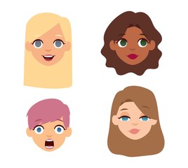 Woman emoji face vector icons.