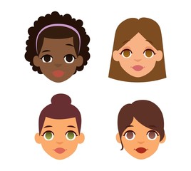 Woman emoji face vector icons.