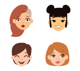 Woman emoji face vector icons.