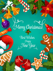 Merry Christmas, New Year best wishes, greeting