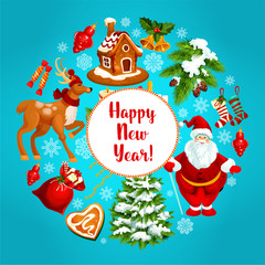 Happy New Year vector greeting poster
