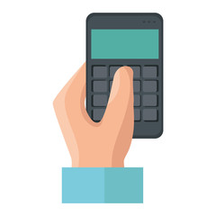 hand human with calculator vector illustration design