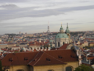 Fototapeta na wymiar Panoramic view of Prague at dusk
