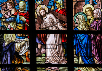 Stained Glass - Jesus on the Via Dolorosa - 127251162