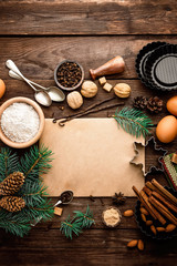 Fototapeta na wymiar culinary background for recipe of Christmas baking