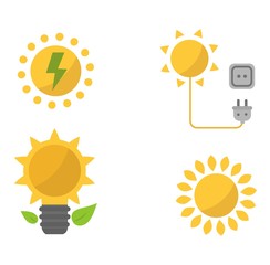 Sun solar energy vector set.