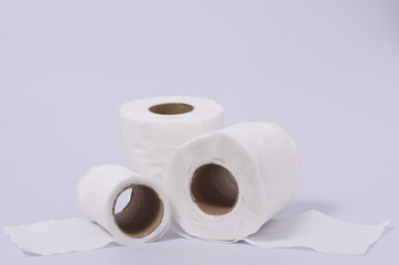 Tissue paper rolls isolated on white background