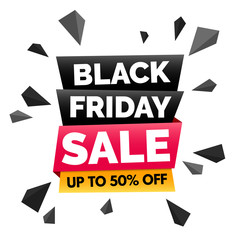 Black Friday sale banner, Black, yellow and pink colors. Vector illustration