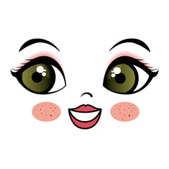 emoticon female kawaii style icon vector illustration design