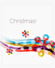 Snowflakes on wave line, Christmas and New Year background