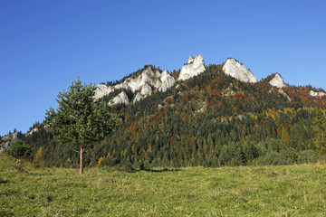 Three Crowns peak in Pieniny Mountains, Poland
