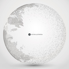 Three-dimensional abstract planet, dots, representing the global, international meaning.