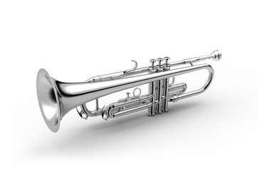 Trumpet black & white isolated on white