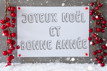 Naklejka na ściany i meble Label, Snowflakes, Christmas Decoration, Bonne Annee Means New Year