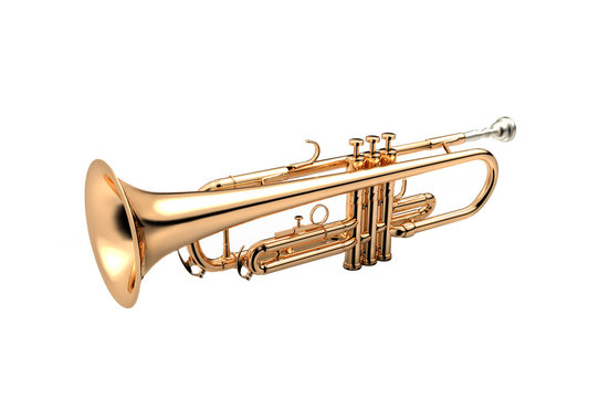Golden Trumpet isolated on white