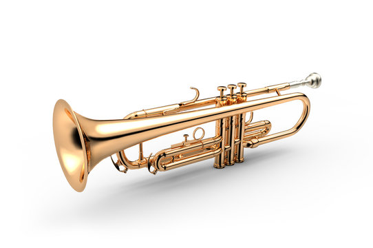 Golden Trumpet isolated on white