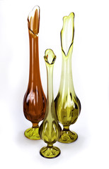 Three Mid Century Modern Art Glass Vases