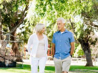 Senior couple relaxing in park