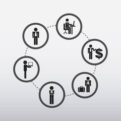 businessman icons in black circles over gray background. vector illustration