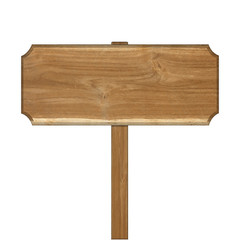 wooden sign on white background with clipping path