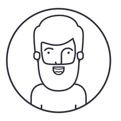 Obraz premium Man cartoon inside circle icon. Male avatar person human and people theme. Isolated design. Vector illustration