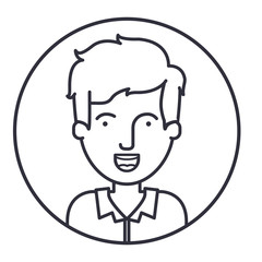 Fototapeta premium Man cartoon inside circle icon. Male avatar person human and people theme. Isolated design. Vector illustration