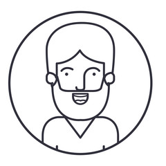 Obraz premium Man cartoon inside circle icon. Male avatar person human and people theme. Isolated design. Vector illustration