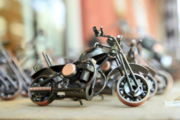 Fototapeta na wymiar Metal model motorcycle