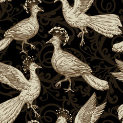 Vintage antique background, brown fashion seamless pattern - 127258924