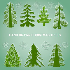 Christmas and New Year's trees vector set