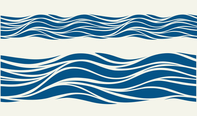 Seamless pattern with stylized blue waves