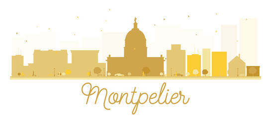 Montpelier City skyline golden silhouette.