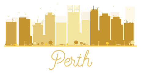 Perth City skyline golden silhouette.