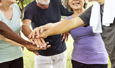Group Of Senior Retirement Exercising Togetherness Concept