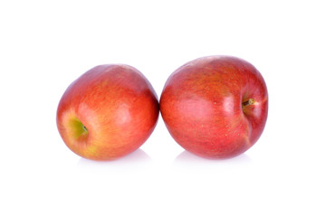 fresh apple with stem on white background