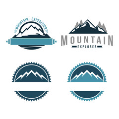 Mountain Expedition and Travel Logo Stamp Set