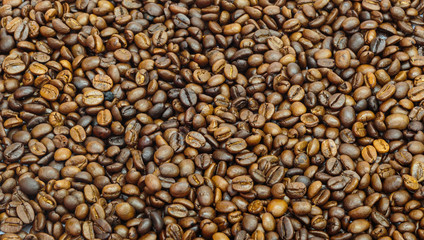 Coffee beans closeup background 
